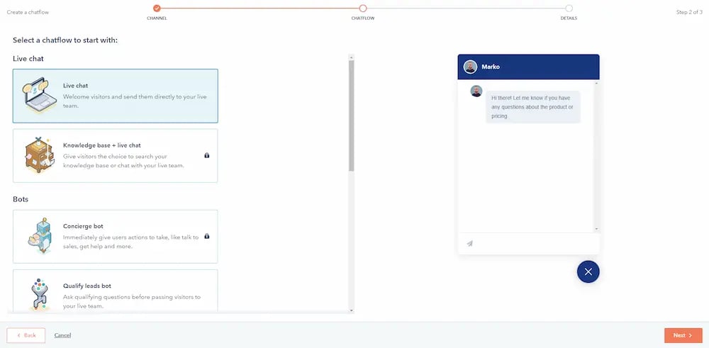 Hubspot chatflows