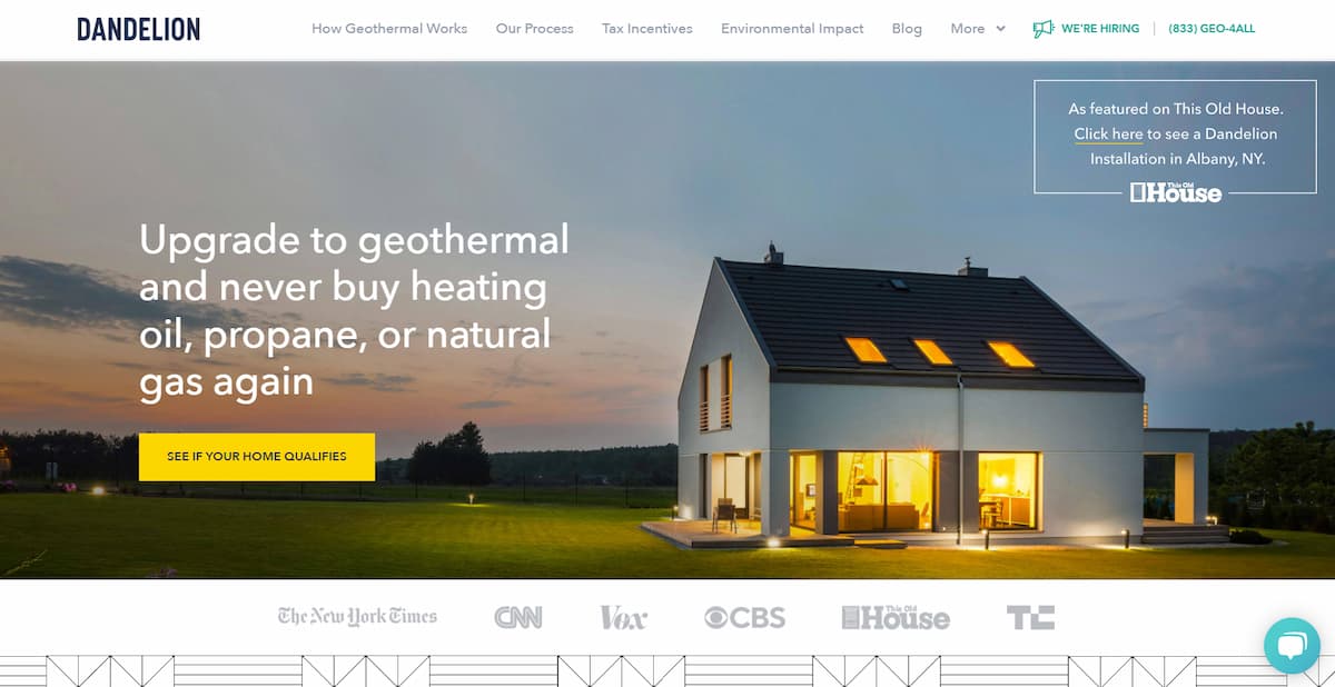 Dandelion energy website example hightech cleantech