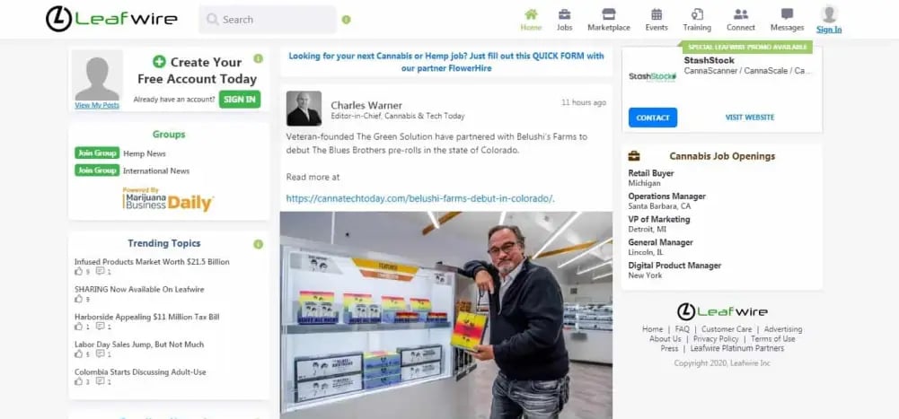 Leafwire - 4 great cannabis social media networks for b2b companies - cannabis social, cannabis b2b, cannabis marketing