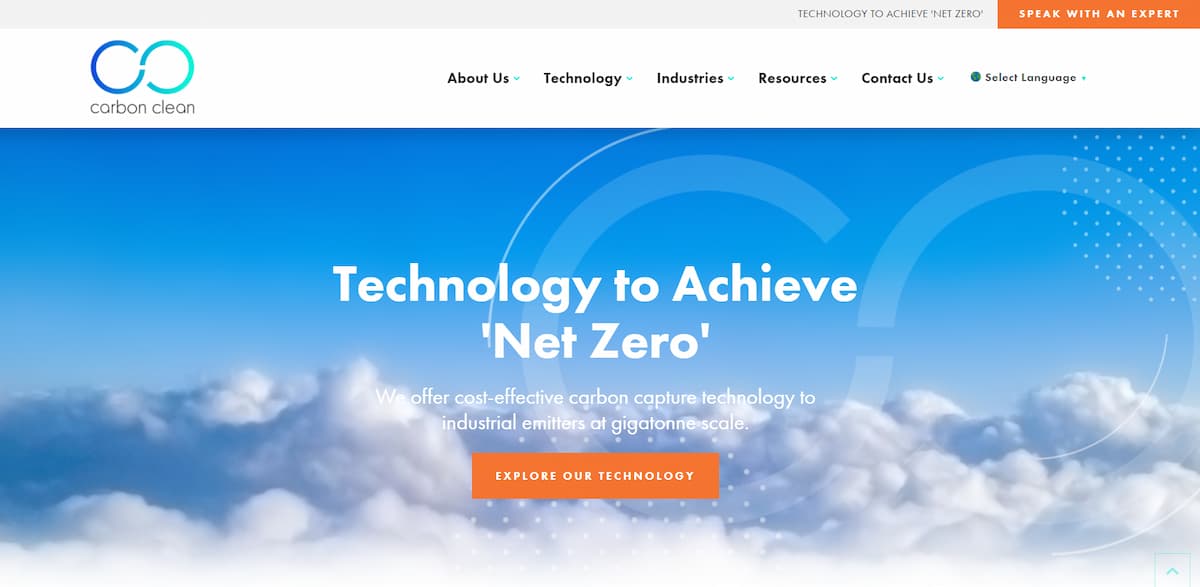 Carbon clean website grader cleantech website 1