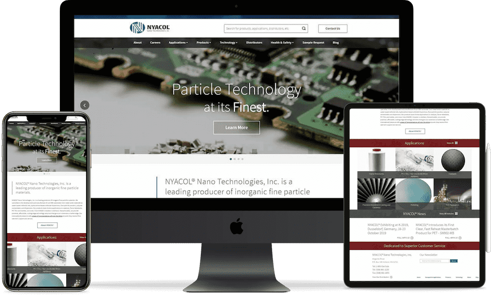 Nyacol website on desktop, tablet and phone