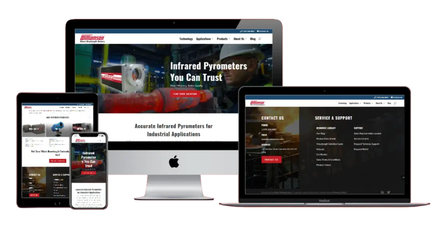 Williamson website on desktop, laptop, tablet and phone